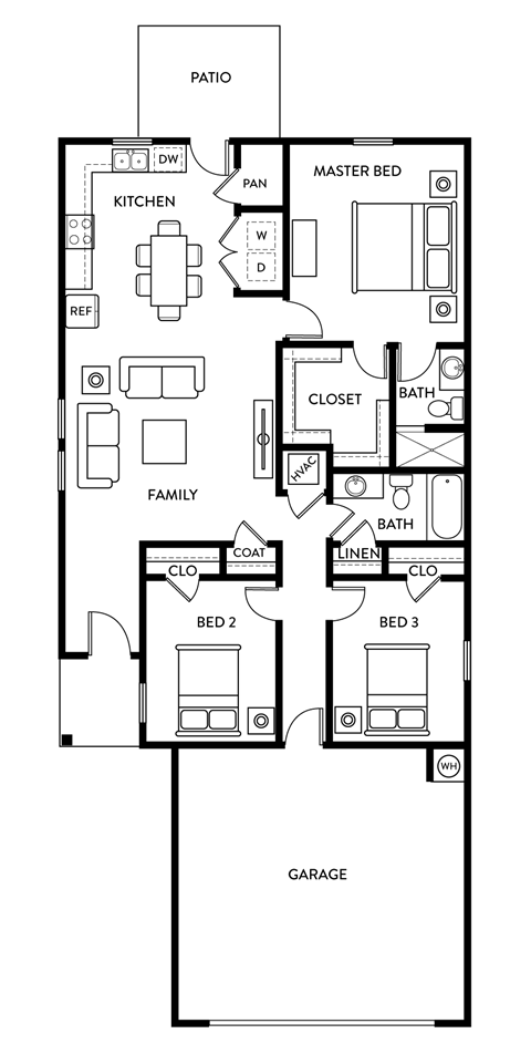 Aspen - 3 Bedroom 2 Bath 1,200 Sq. Ft. Floor Plan at Beacon at Hymeadow, Maxwell, TX, 78656