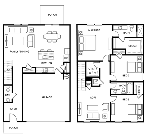 Verbena - 3 Bedroom 2.5 Bath 1,826 Sq. Ft. Floor Plan at Beacon at Hymeadow, Maxwell