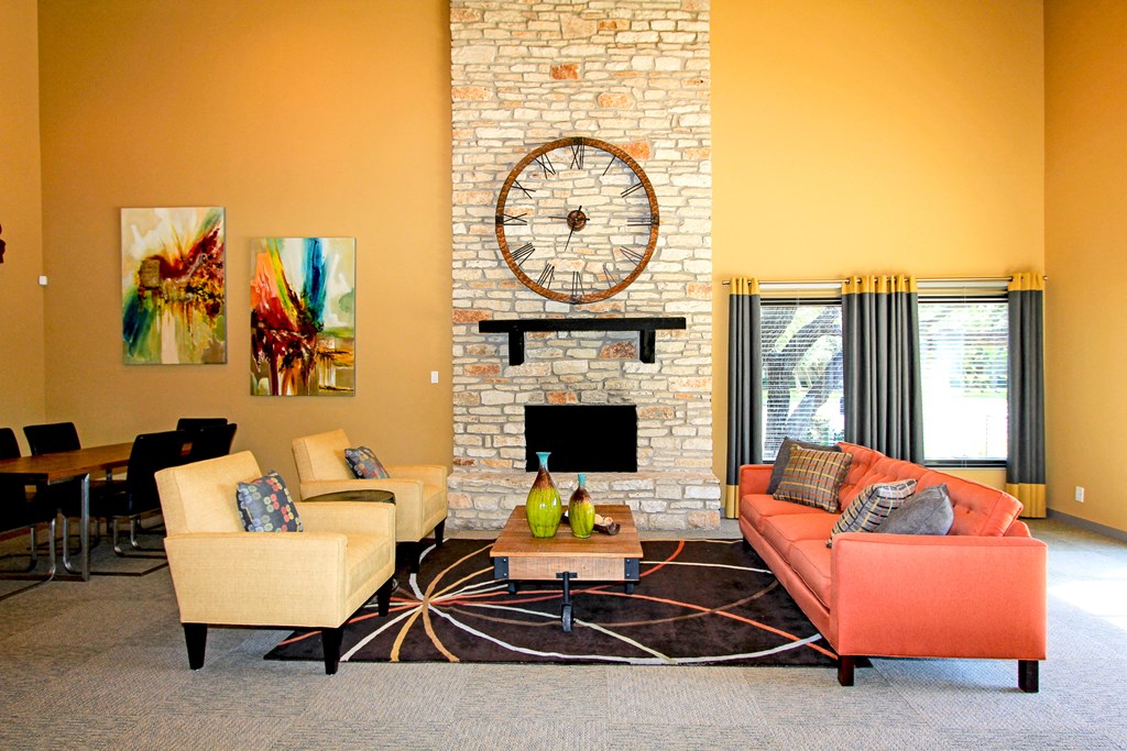 leasing office with two couches at Westdale Parke in Austin, TX