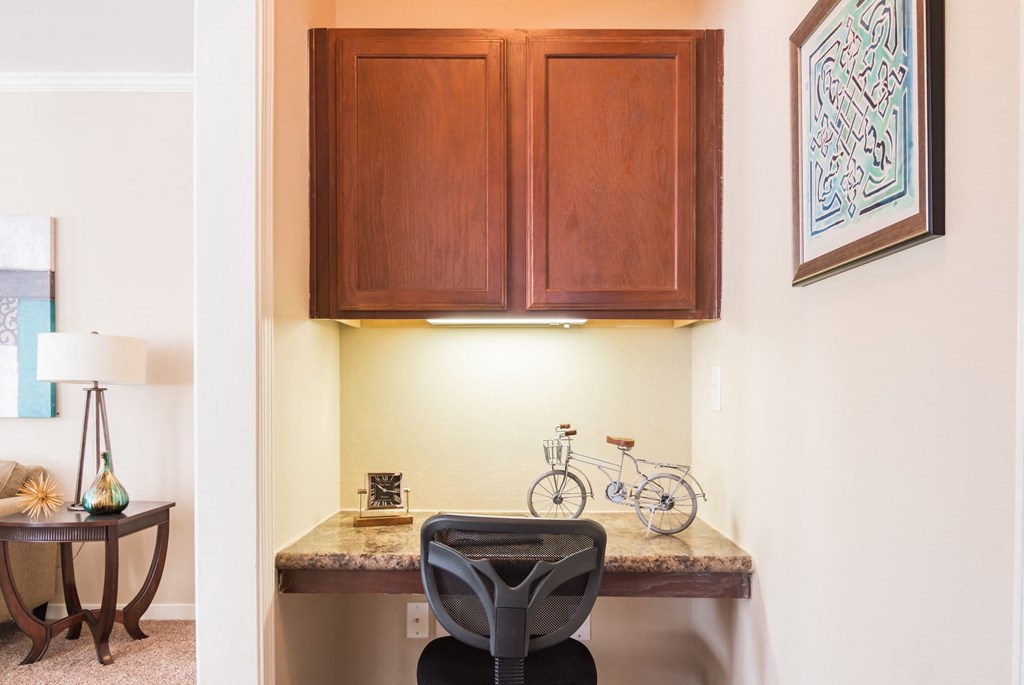 Model Built-In Desk Area at Island Park Apartments in Shreveport, Louisiana, LA