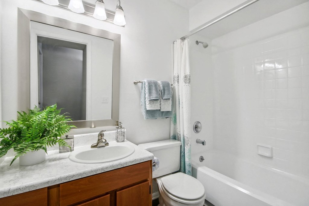 a bathroom with a mirror at Johnston Creek Crossing in Charlotte, NC