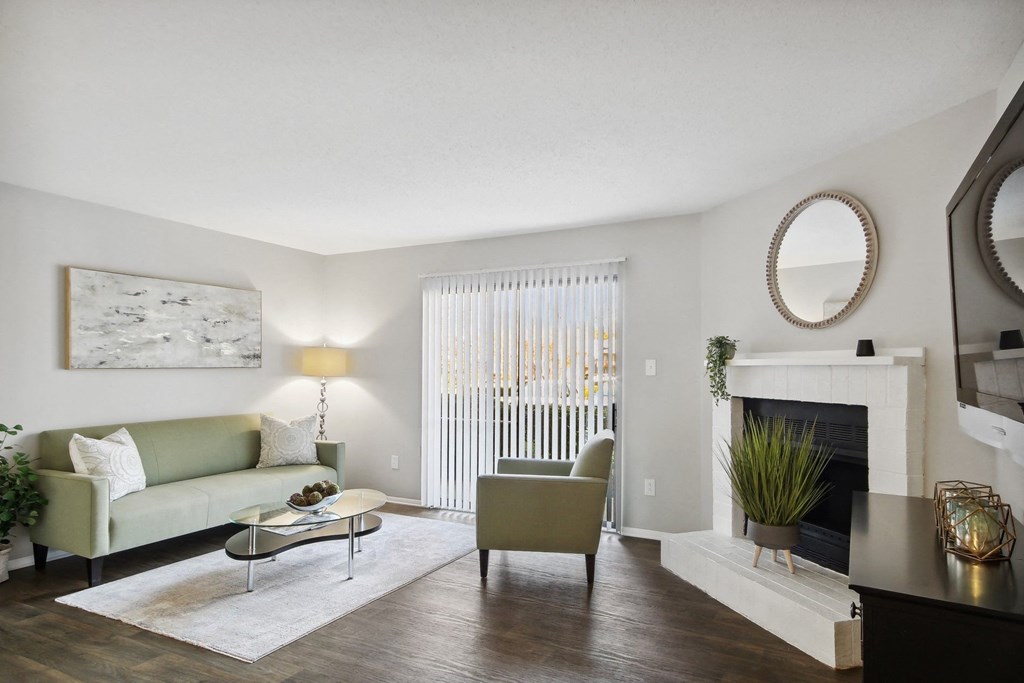 living room with harwood floor at Johnston Creek Crossing in Charlotte, NC