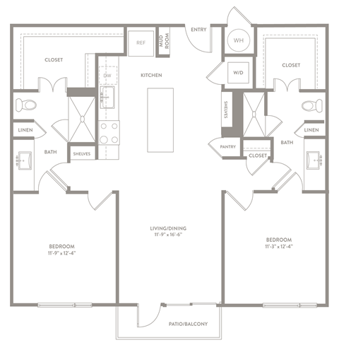 B2 floor plan of Knox Heights in Dallas, TX