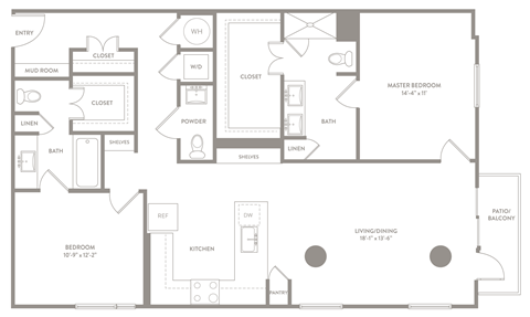 B4 floor plan of Knox Heights in Dallas, TX