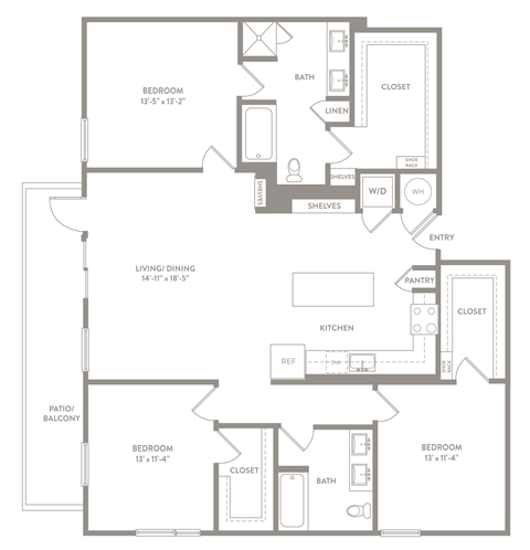 C1 floor plan of Knox Heights in Dallas, TX