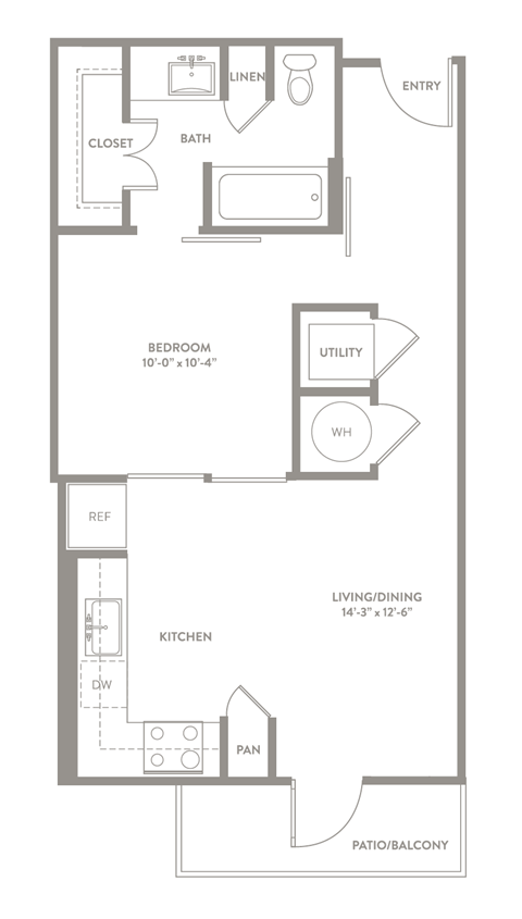 E1 floor plan of Knox Heights in Dallas, TX