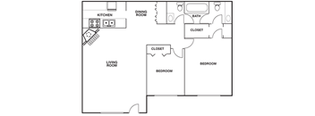 Floor Plan at The Drake Apartments in Bossier City, Louisiana, LA