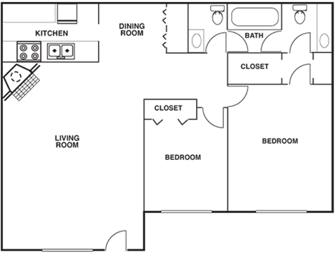 Floor Plan at The Drake Apartments in Bossier City, Louisiana, LA