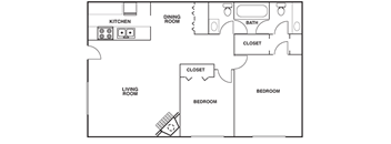 Floor Plan at The Drake Apartments in Bossier City, Louisiana, LA