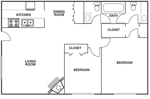 Floor Plan at The Drake Apartments in Bossier City, Louisiana, LA