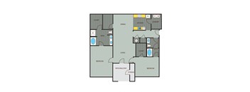 2bed floor plan of Lakeland Grand in Lakeland, FL