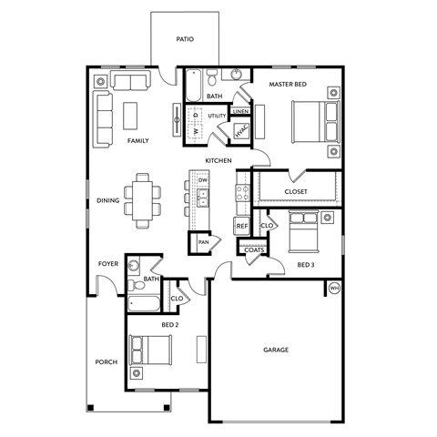 Linden floor plan - 3bedroom 2bathroom