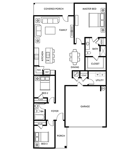 Magnolia - 3 Bedroom 2 Bath 1,662 Sq. Ft. Floor Plan at Beacon at Vine Creek, Pflugerville, TX, 78660