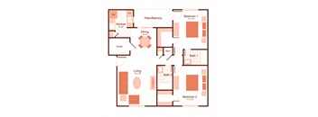 Barcelona Floor Plan is a 2 bedroom, 2 bathroom apartment at Magnolia Apartments in Shreveport, Louisiana, LA