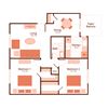 2x1 Apartment Floor Plan 2 bedroom, 1 bathroom floor plan at Magnolia Apartments in Shreveport, Louisiana, LA