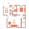 1x1 Apartment Floor Plan 1 bedroom, 1 bathroom floor plan at Magnolia Apartments in Shreveport, Louisiana, LA