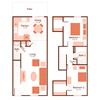 2x1.5 Townhome Floor Plan 2 bedroom, 1.5 bathroom townhome floor plan at magnolia apartments in Shreveport, Louisiana, LA
