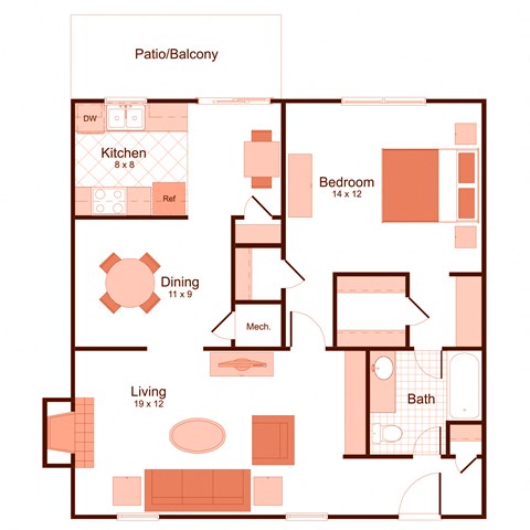 1 bedroom, 1 bathroom cottage at magnolia apartments in Shreveport, Louisiana, LA