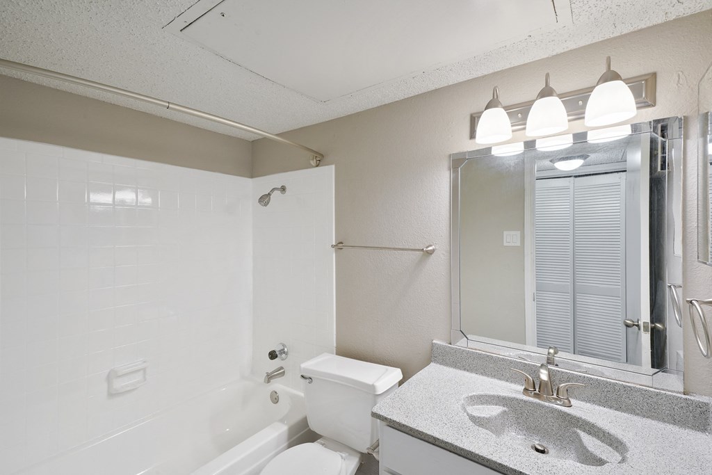 Unit Bathroom at Polaris Apartment Homes in Irving, Texas, TX