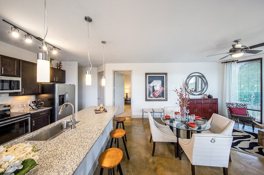 Model Kitchen and Dining Rooms at Allusion at West University, Houston, TX