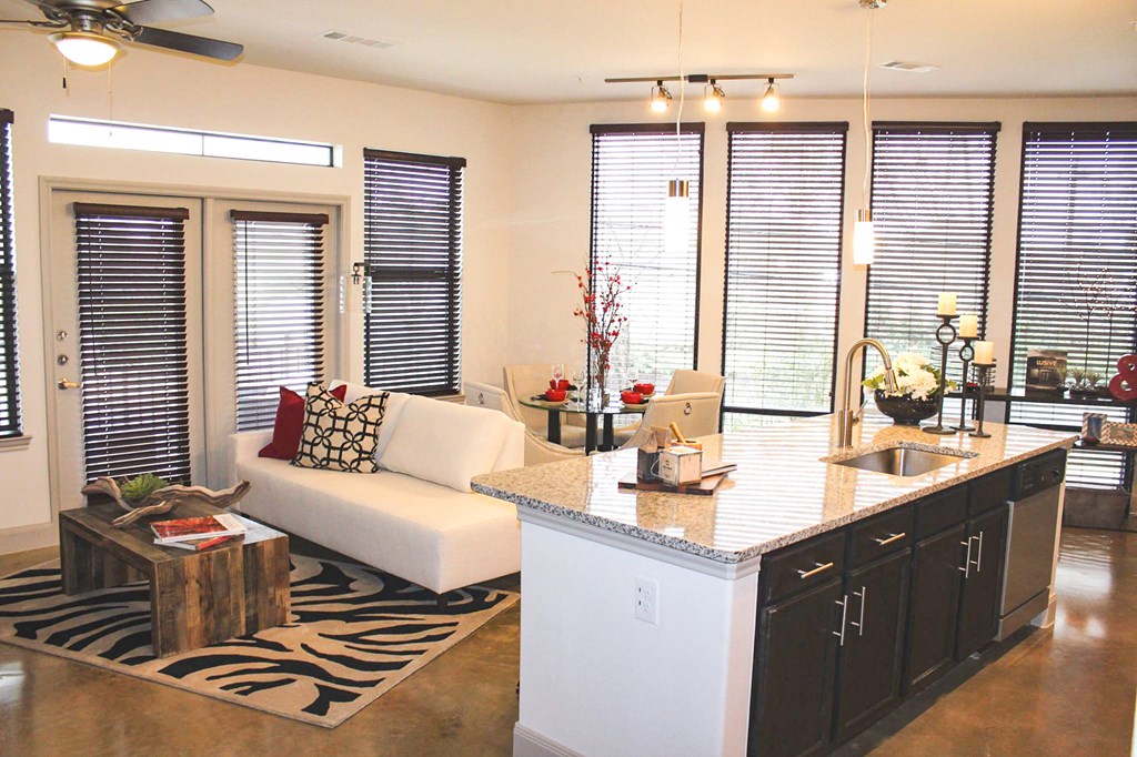 Model Living Room at Allusion at West University, Houston, TX