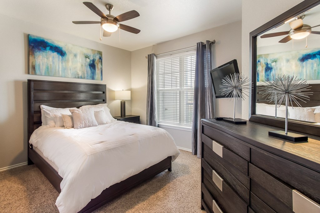Model Unit Bedroom at Greensview Apartments in Aurora, Colorado, CO