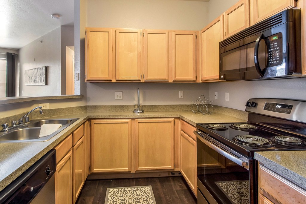 Model Unit Kitchen at Greensview Apartments in Aurora, Colorado, CO