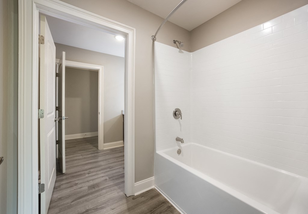 Model 3 Bathroom Shower Area at Capital Grand Apartments in Tallahassee, FL