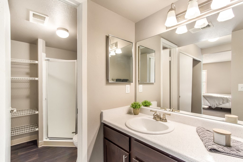 Model Unit Bathroom at Greensview Apartments in Aurora, Colorado, CO