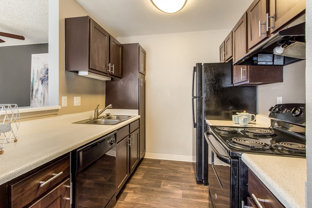 Model Unit Kitchen at Greensview Apartments in Aurora, Colorado, CO