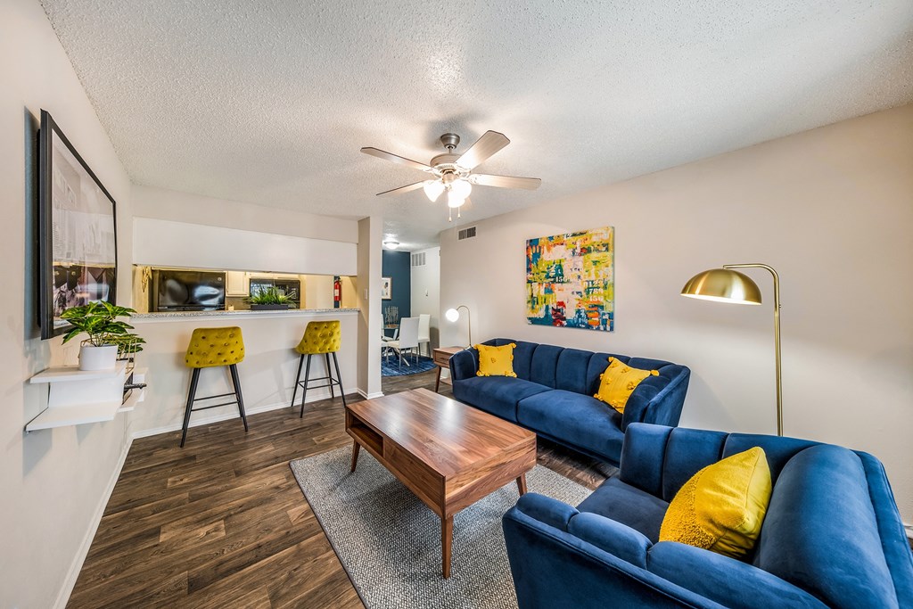 Model Living Room at The Park on Preston in Dallas, Texas, TX