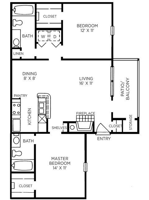 Monte Carlo Floor Plan at The Players Club of Brentwood Apartments in Nashville, Tennessee