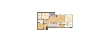 2d image of B8 floor plan 2x2, 1,529sqft apartment at Muse at Museum District in Houston, TX