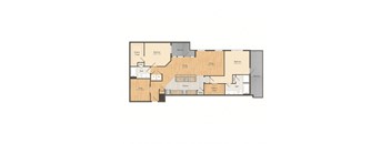 2d image of B9 floor plan 2x2, 1,529sqft apartment at Muse at Museum District in Houston, TX