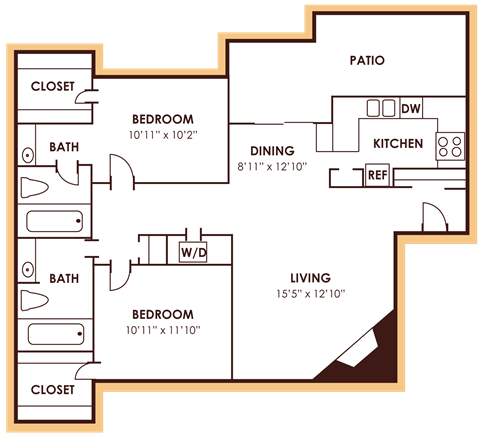 floor plan E of Hunters Chase in Austin, TX