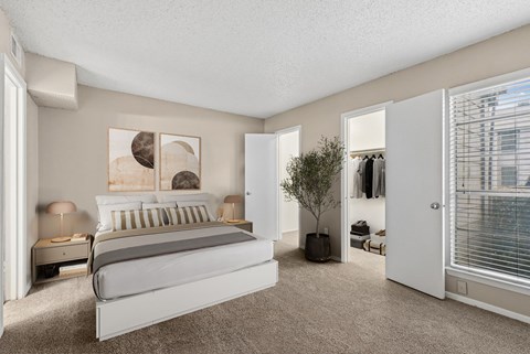Virtually staged b2 bedroom at Noel on the Parkway in Dallas, TX