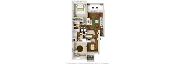 B1 Floor Plan with Example Furniture Layout at Noel on the Parkway Apartments in Dallas, Texas, TX