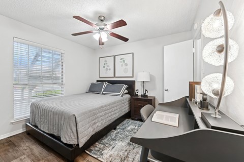 Model unit bedroom at Oaks of Denton in Denton, TX