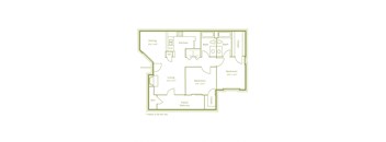 D floor plan, 968sqft, 2 bed 2 bath, at On The Green apartments in Austin, TX