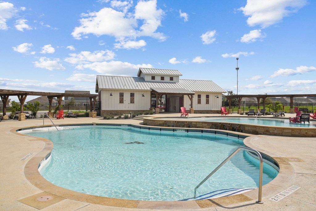 our apartments showcase an unique swimming pool at Beacon at Presidential Heights, Manor, TX 78653