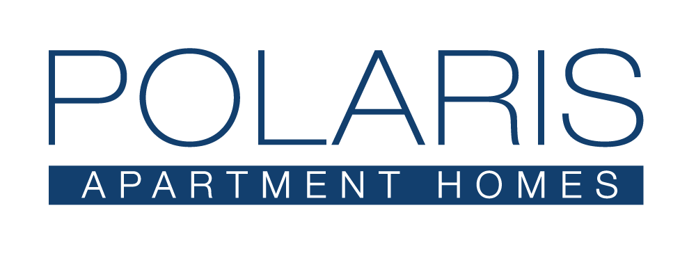 a green background with the words polars apartment homes in blue