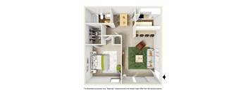 A1 Floor Plan with Furniture at The Park on Preston Apartments in Dallas, TX