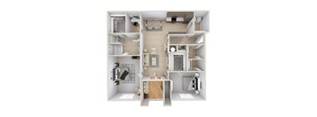 Parkside Grand Apartments 2-Bed 3D Floor Plan, Pensacola, FL