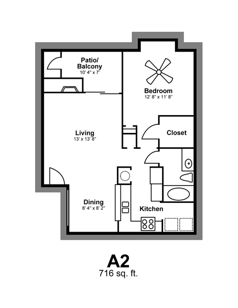 Floor Plan A2 at Vista Crossing Apartments in San Antonio, TX