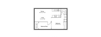 1 Bedroom floor plan A for Wind River Crossing in Austin, TX