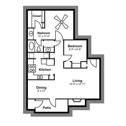 B1 floor plan at Vista Crossing apartments in San Antonio, TX