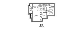 Floor Plan B1 Vista Crossing Apartments in San Antonio, TX