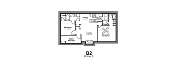 Floor Plan B2 at Vista Crossing Apartments in San Antonio, TX