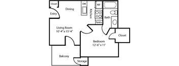 2D A0 Floorplan at Polaris Apartment Homes in Irving, Texas, TX