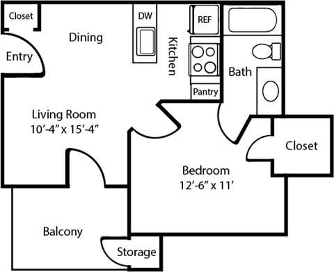 2D A0 Floorplan at Polaris Apartment Homes in Irving, Texas, TX